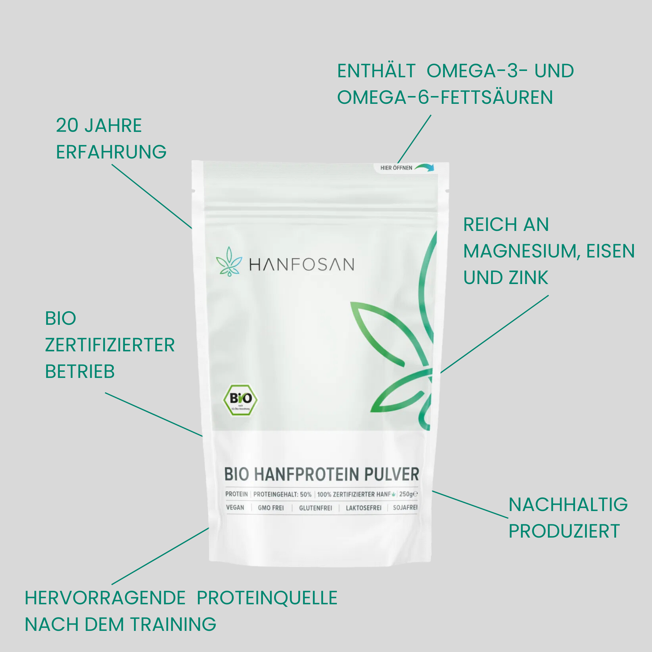 Bio Hanfprotein 500 g Produktbild 3