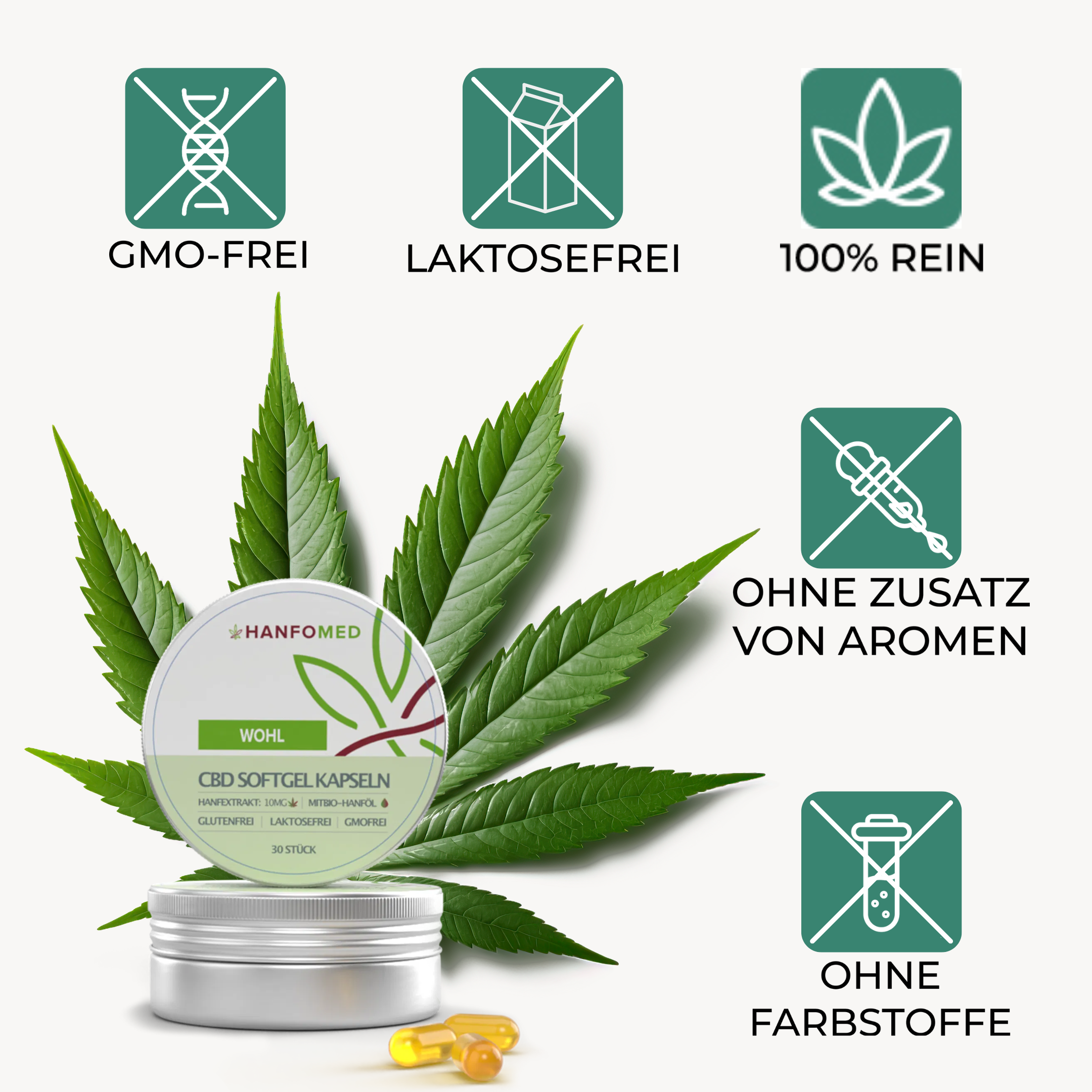 Jetzt zu CBD Kapseln WOHL · 10 mg CBD Kapseln WOHL · 10 mg Produktbild 2