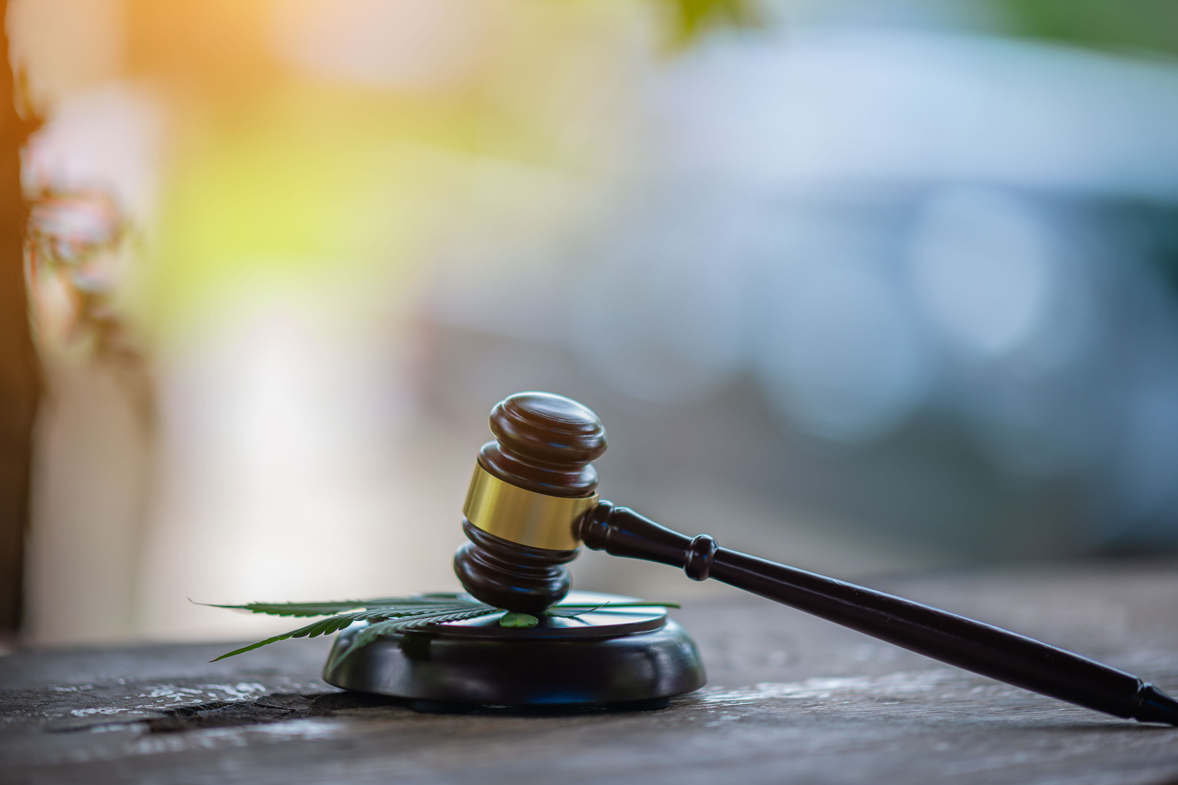 BGH-Urteil zu Cannabisblüten – Rechtliche Lage im Fokus Richterhammer auf Hanfblatt – Symbolbild für das BGH-Urteil zur rechtlichen Bewertung von Cannabisblüten