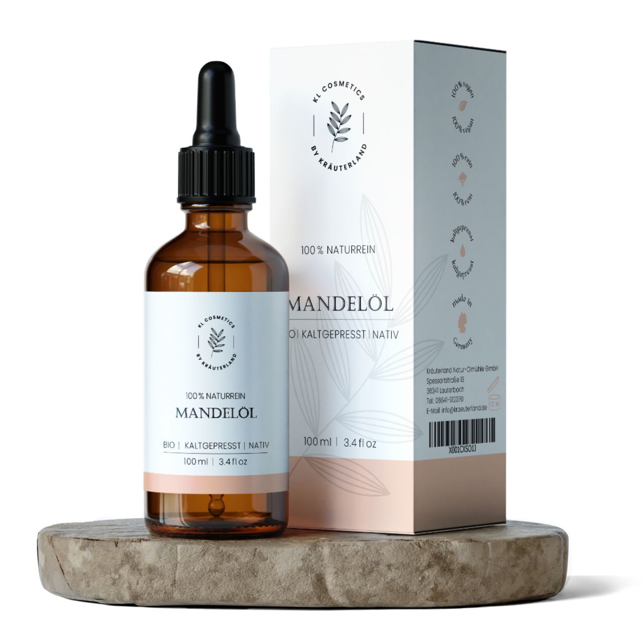 Bio Mandelöl Hautöl 100 ml Flasche mit Pipette und Pumpaufsatz