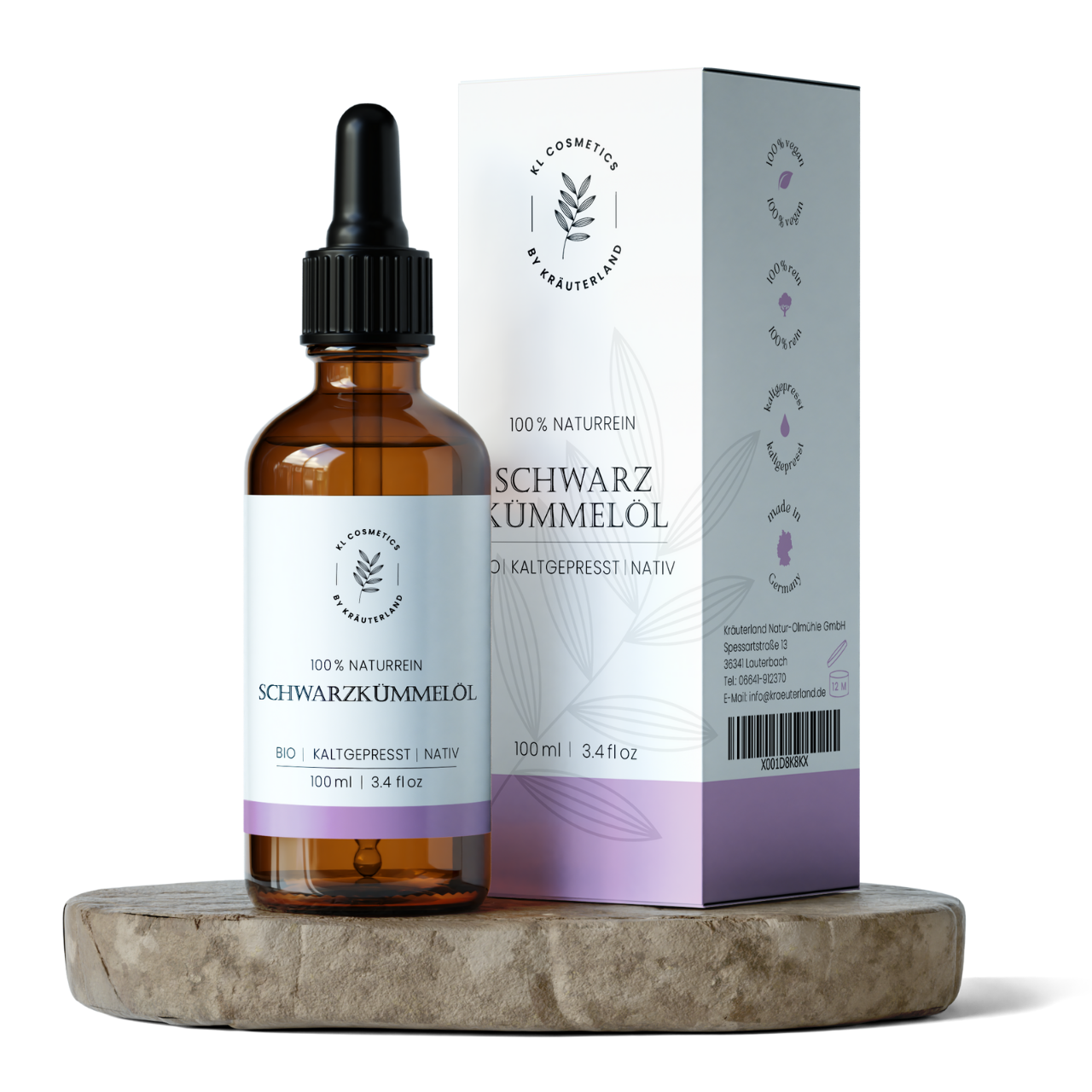 Bio Schwarzkümmelöl Hautöl kaltgepresst 100 ml Flasche mit Pipette und Pumpaufsatz